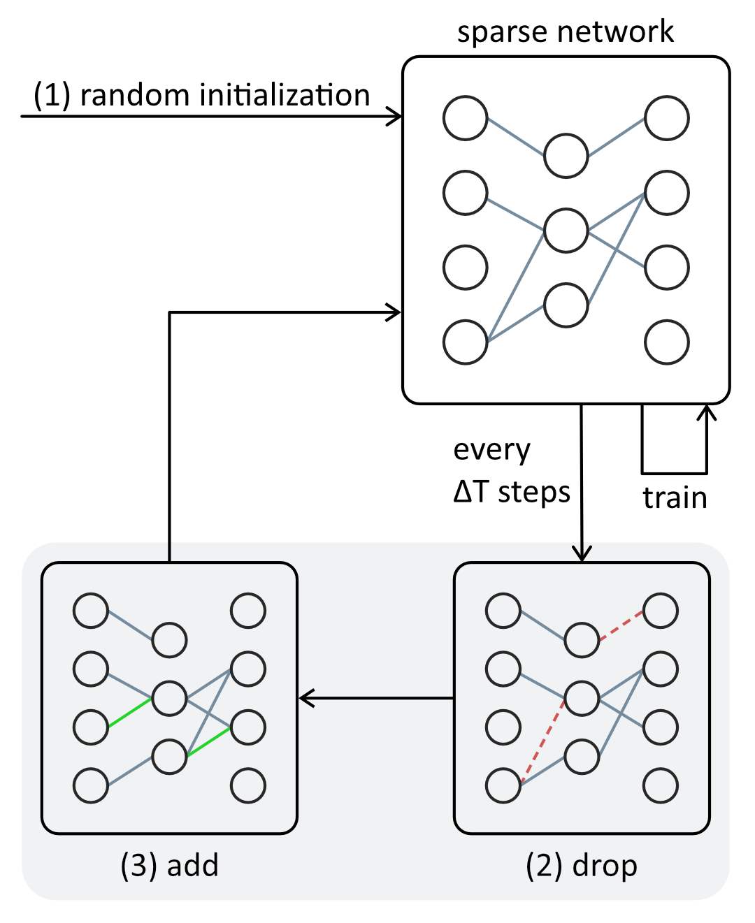 Visualization of the RigL algorithm